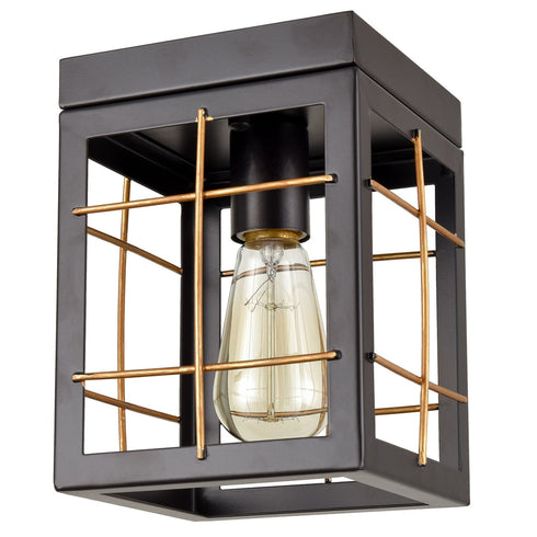 Farmhouse Black Flush Mount Ceiling Light Brass Fixture